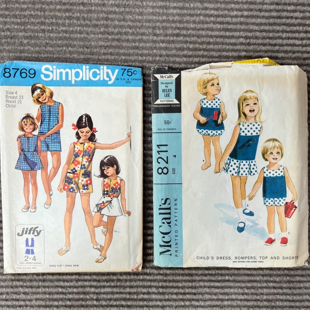 Vintage 1960s Girls Sewing Patterns Lot Simplicity 8769 McCall's 8211 Size 4 Mod